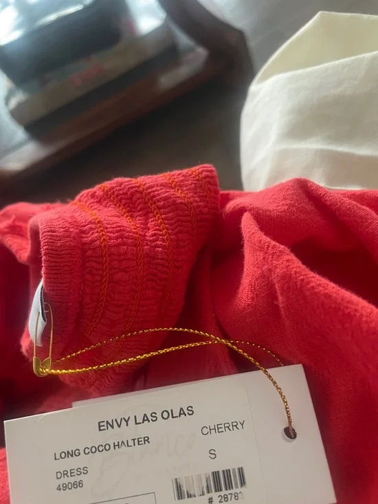 Giovanna Dress Cherry Halter Cutout Maxi Dress • Pima Cotton Dress • Size Small - Picture 13 of 14